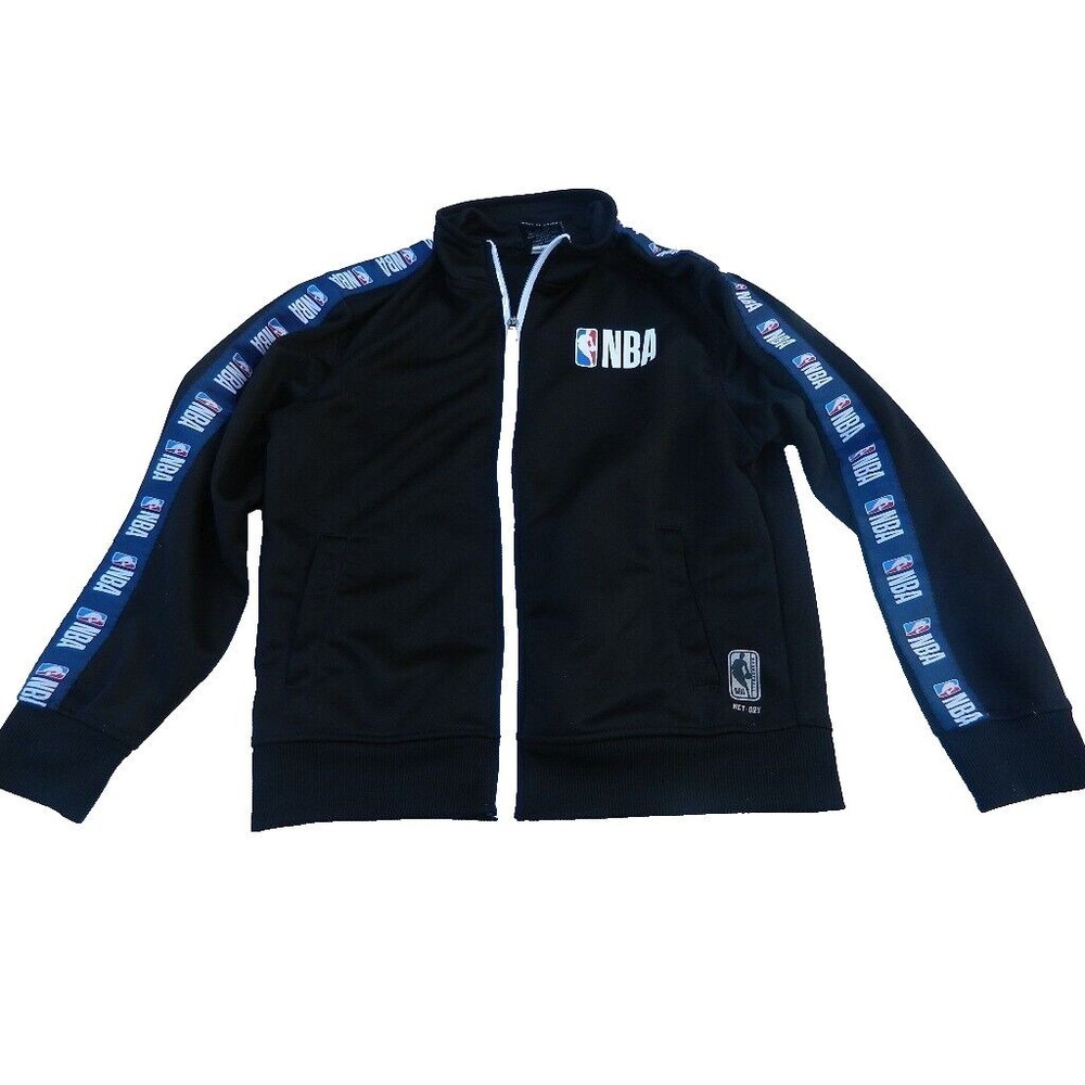 NBA Basketball Jacket Youth Med (10-12) Full Zip Warm Up Jacket Black NBA Logo